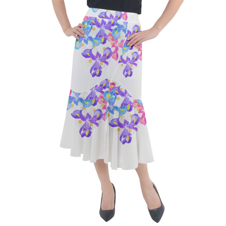 Daisies In Bloom T- Shirt Daisy Iris Heart Flower Floral Pattern Daisies T- Shirt Midi Mermaid Skirt