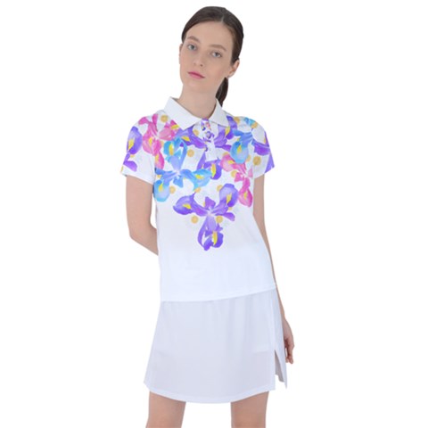 Daisies In Bloom T- Shirt Daisy Iris Heart Flower Floral Pattern Daisies T- Shirt Women s Polo Tee by maxcute