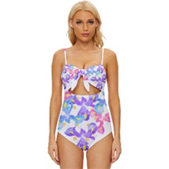 Daisies In Bloom T- Shirt Daisy Iris Heart Flower Floral Pattern Daisies T- Shirt Knot Front One-piece Swimsuit by maxcute