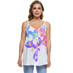 Daisies In Bloom T- Shirt Daisy Iris Heart Flower Floral Pattern Daisies T- Shirt Casual Spaghetti Strap Chiffon Top by maxcute