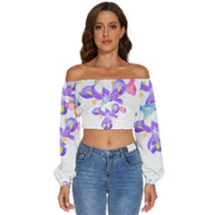 Daisies In Bloom T- Shirt Daisy Iris Heart Flower Floral Pattern Daisies T- Shirt Long Sleeve Crinkled Weave Crop Top