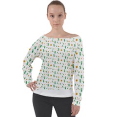 Daisy Flower T- Shirt Daisy Seamless Pattern - Daisy Flower, Floral Pattern T- Shirt Off Shoulder Long Sleeve Velour Top by maxcute