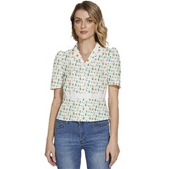 Daisy Flower T- Shirt Daisy Seamless Pattern - Daisy Flower, Floral Pattern T- Shirt Puffed Short Sleeve Button Up Jacket