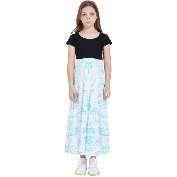 Deep Sea T- Shirt Deep Sea Food Chain Pattern (white) T- Shirt Kids  Flared Maxi Skirt