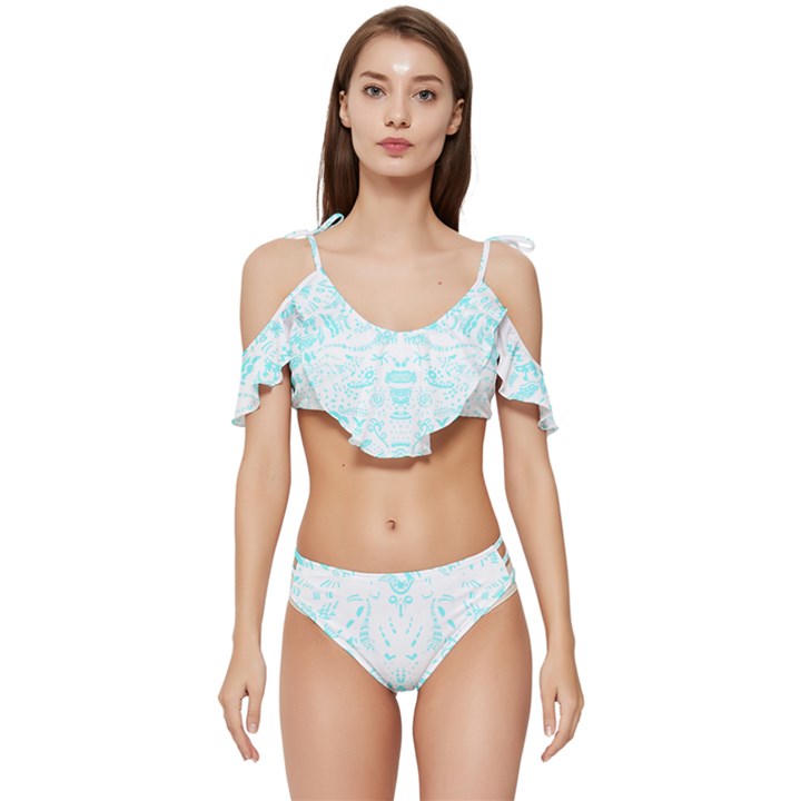 Deep Sea T- Shirt Deep Sea Food Chain Pattern (white) T- Shirt Ruffle Edge Tie Up Bikini Set	