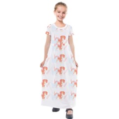 Dog And Cat Pattern T- Shirtdog And Cat Lover Pattern T- Shirt Kids  Short Sleeve Maxi Dress