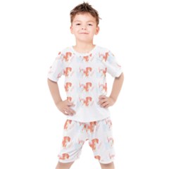 Dog And Cat Pattern T- Shirtdog And Cat Lover Pattern T- Shirt Kids  Tee And Shorts Set by maxcute