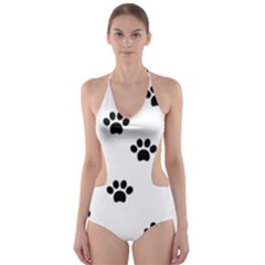 Dog Paw Print T- Shirt Paw Pattern 6 Cut-out One Piece Swimsuit