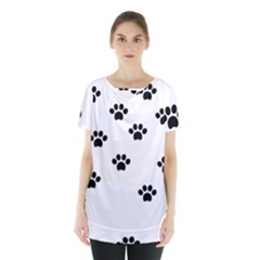 Dog Paw Print T- Shirt Paw Pattern 6 Skirt Hem Sports Top by maxcute