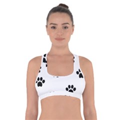 Dog Paw Print T- Shirt Paw Pattern 6 Cross Back Sports Bra by maxcute