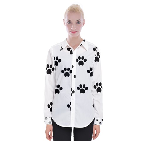 Dog Paw Print T- Shirt Paw Pattern 6 Womens Long Sleeve Shirt by maxcute