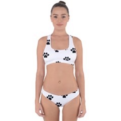 Dog Paw Print T- Shirt Paw Pattern 6 Cross Back Hipster Bikini Set by maxcute