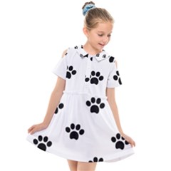 Dog Paw Print T- Shirt Paw Pattern 6 Kids  Short Sleeve Shirt Dress by maxcute