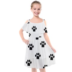 Dog Paw Print T- Shirt Paw Pattern 6 Kids  Cut Out Shoulders Chiffon Dress by maxcute