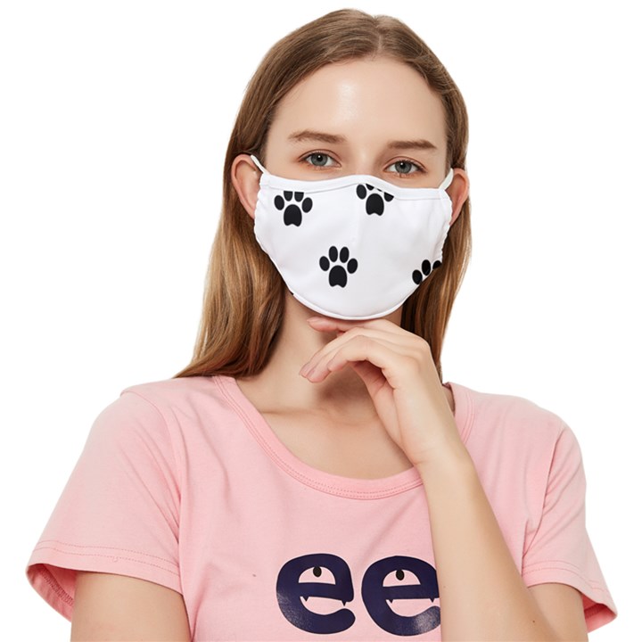 Dog Paw Print T- Shirt Paw Pattern 6 Fitted Cloth Face Mask (Adult)