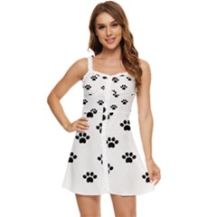 Dog Paw Print T- Shirt Paw Pattern 6 Ruffle Edge Bra Cup Chiffon Mini Dress