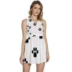 Dog Paw Print T- Shirt Paw Pattern 6 Sleeveless High Waist Mini Dress