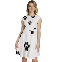 Dog Paw Print T- Shirt Paw Pattern 6 Cap Sleeve High Waist Dress