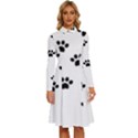 Dog Paw Print T- Shirt Paw Pattern 6 Long Sleeve Shirt Collar A-Line Dress View1