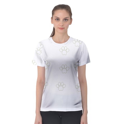 Dog Paw Print T- Shirt Paw Pattern T- Shirt Women s Sport Mesh Tee by maxcute