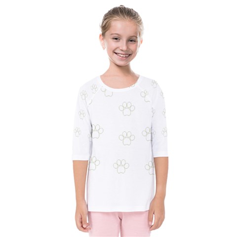 Dog Paw Print T- Shirt Paw Pattern T- Shirt Kids  Quarter Sleeve Raglan Tee by maxcute