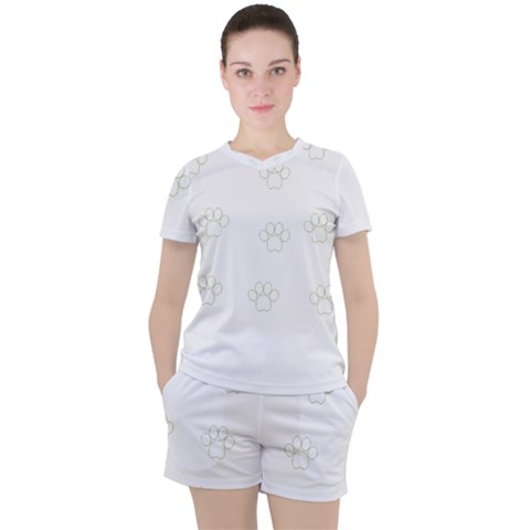 Dog Paw Print T- Shirt Paw Pattern T- Shirt Women s Tee And Shorts Set by maxcute