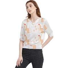 Dog Shih Tzu T- Shirtshih Tzu Dog Pattern T- Shirt Quarter Sleeve Blouse