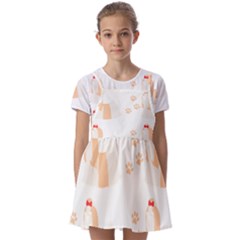 Dog Shih Tzu T- Shirtshih Tzu Dog Pattern T- Shirt Kids  Short Sleeve Pinafore Style Dress