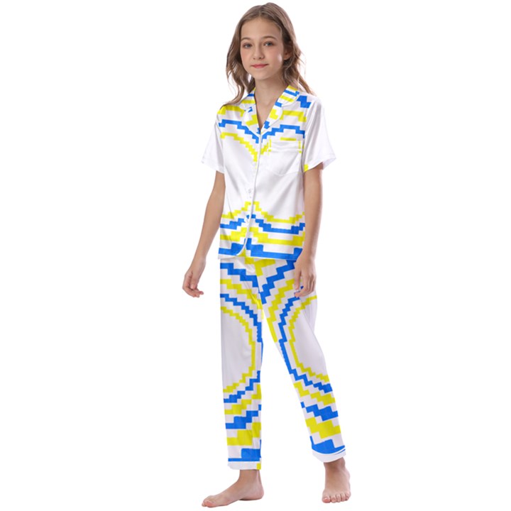 Easter Eggs T- Shirt Easter Eggs Pattern T- Shirt Kids  Satin Short Sleeve Pajamas Set