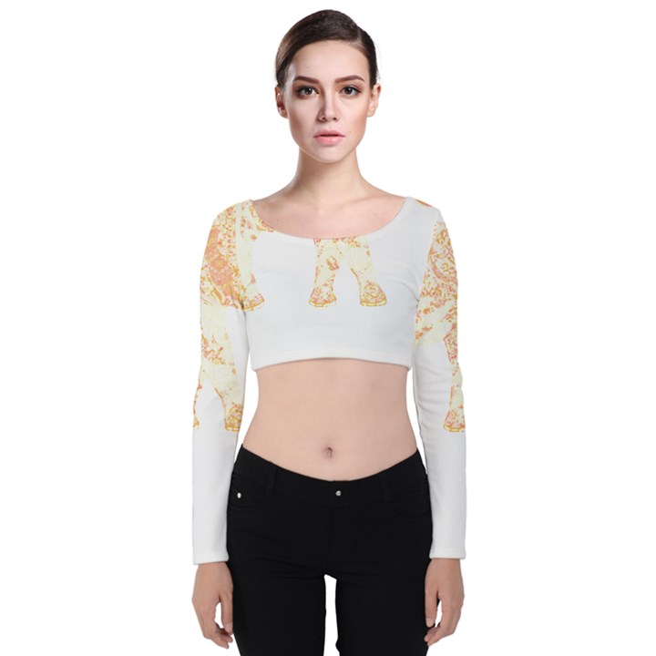 Elephant Lover T- Shirtelephant T- Shirt Velvet Long Sleeve Crop Top