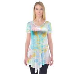 Fashion T- Shirt Fashion Tropical Pattern T- Shirt Short Sleeve Tunic  by maxcute