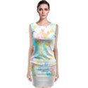 Fashion T- Shirt Fashion Tropical Pattern T- Shirt Sleeveless Velvet Midi Dress View1