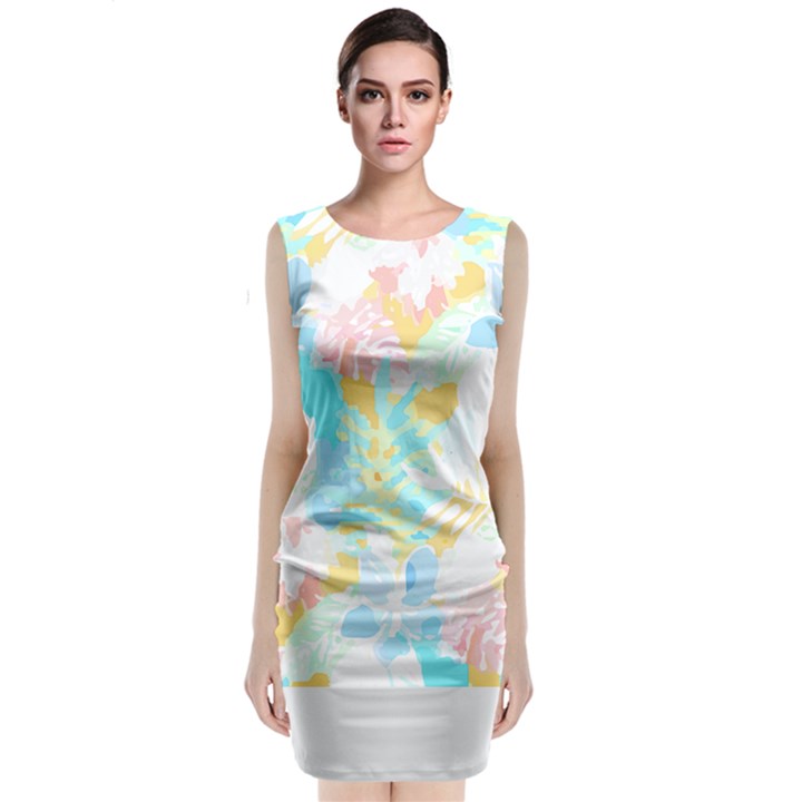 Fashion T- Shirt Fashion Tropical Pattern T- Shirt Sleeveless Velvet Midi Dress