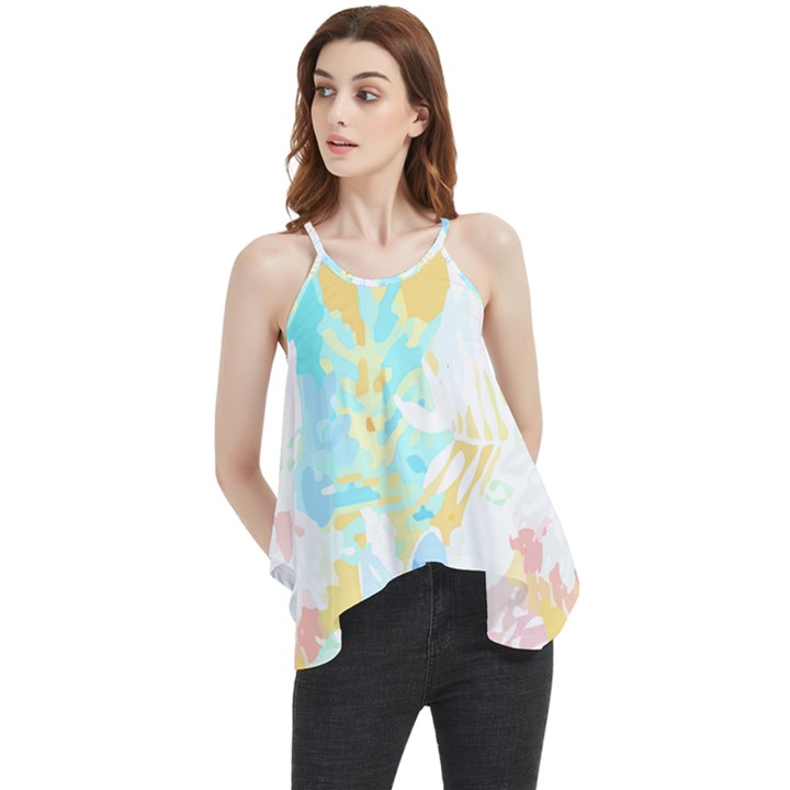 Fashion T- Shirt Fashion Tropical Pattern T- Shirt Flowy Camisole Tank Top