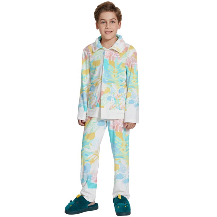 Fashion T- Shirt Fashion Tropical Pattern T- Shirt Kids  Long Sleeve Velvet Pajamas Set