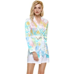 Fashion T- Shirt Fashion Tropical Pattern T- Shirt Long Sleeve Satin Robe by maxcute