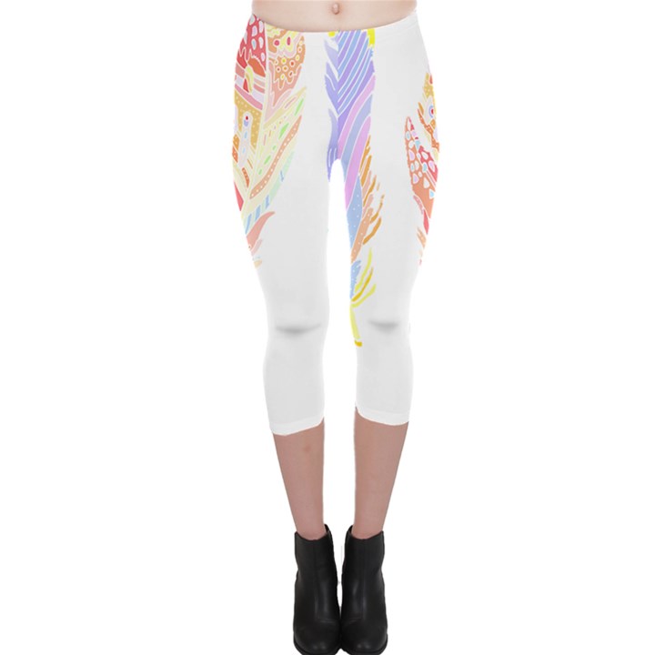 Feathers Design T- Shirtfeathers T- Shirt (1) Capri Leggings 