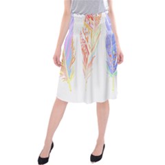 Feathers Design T- Shirtfeathers T- Shirt (1) Midi Beach Skirt by maxcute