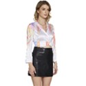 Feathers Design T- Shirtfeathers T- Shirt (1) Long Sleeve Tie Back Satin Wrap Top View3