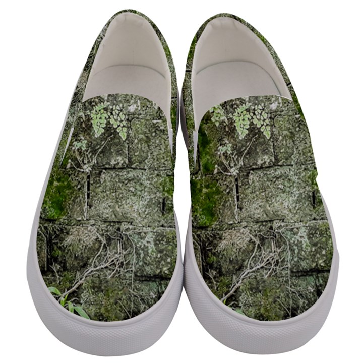 Old Stone Exterior Wall With Moss Men s Canvas Slip Ons