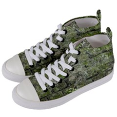 Old Stone Exterior Wall With Moss Women s Mid-top Canvas Sneakers by dflcprintsclothing