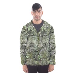 Old Stone Exterior Wall With Moss Men s Hooded Windbreaker by dflcprintsclothing