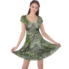 Old Stone Exterior Wall With Moss Cap Sleeve Dress by dflcprintsclothing