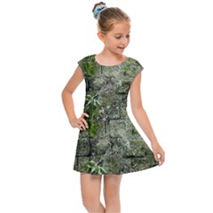 Old Stone Exterior Wall With Moss Kids  Cap Sleeve Dress by dflcprintsclothing