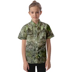 Old Stone Exterior Wall With Moss Kids  Short Sleeve Shirt by dflcprintsclothing