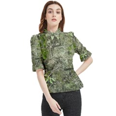 Old Stone Exterior Wall With Moss Frill Neck Blouse