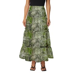 Old Stone Exterior Wall With Moss Tiered Ruffle Maxi Skirt by dflcprintsclothing