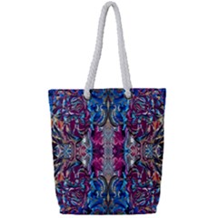 Abstract Blend Repeats Full Print Rope Handle Tote (small) by kaleidomarblingart