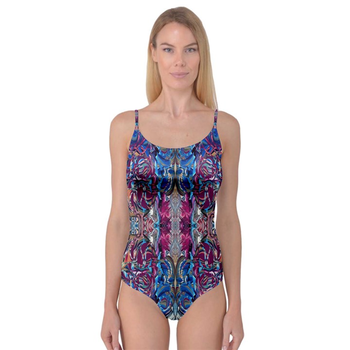 Abstract Blend Repeats Camisole Leotard 