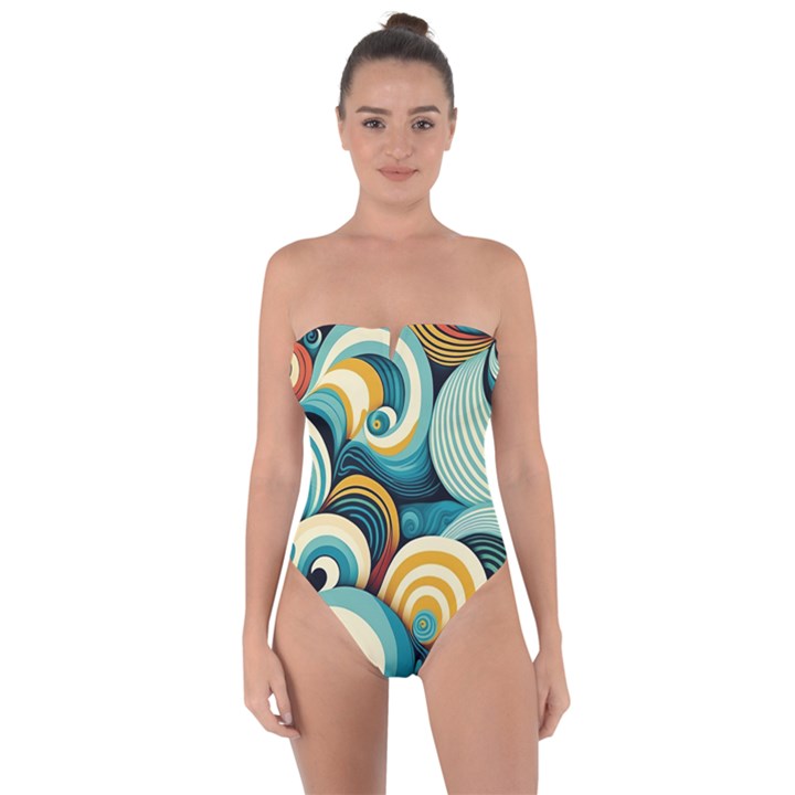 Waves Tie Back One Piece Swimsuit